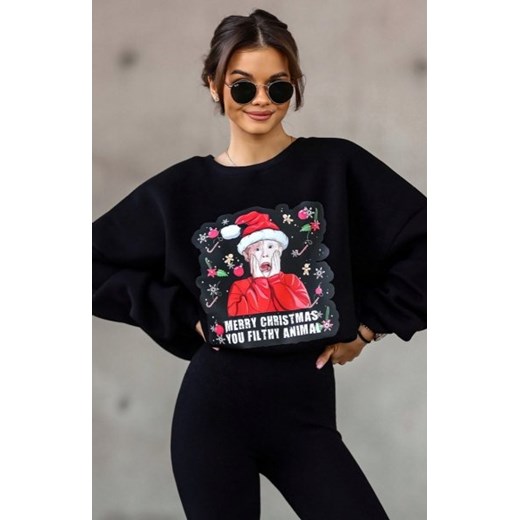 Czarna bluza z nadrukiem Kevin sam w domu ze sklepu intimiti.pl w kategorii Bluzy damskie - zdjęcie 187892670