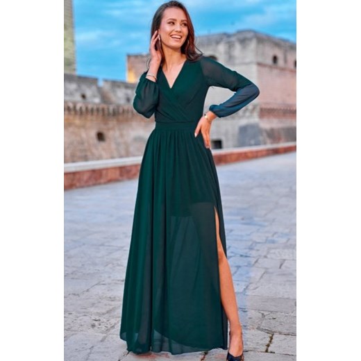 Wieczorowa sukienka maxi zielona 0257 ze sklepu intimiti.pl w kategorii Sukienki - zdjęcie 187892792