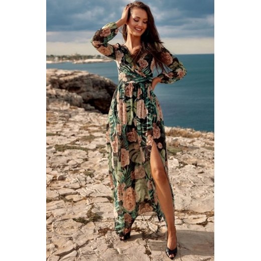 Długa sukienka w kwiaty 0219/U80 ze sklepu intimiti.pl w kategorii Sukienki - zdjęcie 187892813