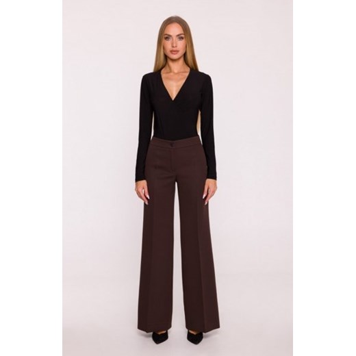 Moe spodnie z szerokimi nogawkami brązowe M875 ze sklepu intimiti.pl w kategorii Spodnie damskie - zdjęcie 187893632