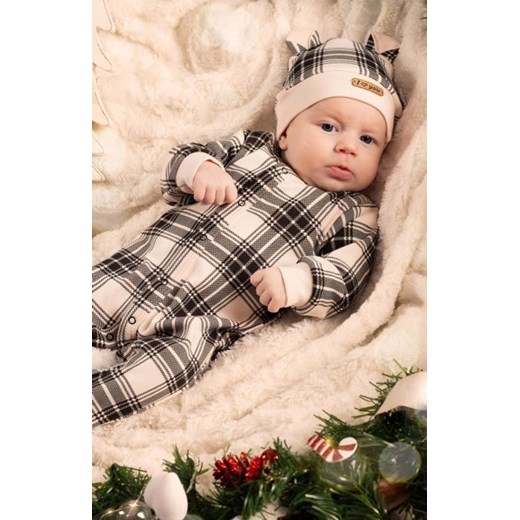 Bawełniana czapka z uszkami w kratkę ze sklepu intimiti.pl w kategorii Czapki dziecięce - zdjęcie 187893704