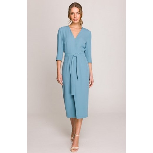 Stylove S396 sukienka z kopertowym dekoltem zimny niebieski ze sklepu intimiti.pl w kategorii Sukienki - zdjęcie 187894051
