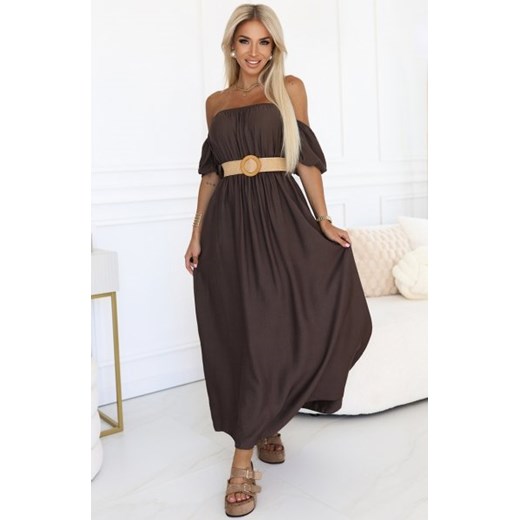 Numoco 614-1 sukienka maxi w stylu boho z odkrytymi ramionami i paskiem ze sklepu intimiti.pl w kategorii Sukienki - zdjęcie 187894122
