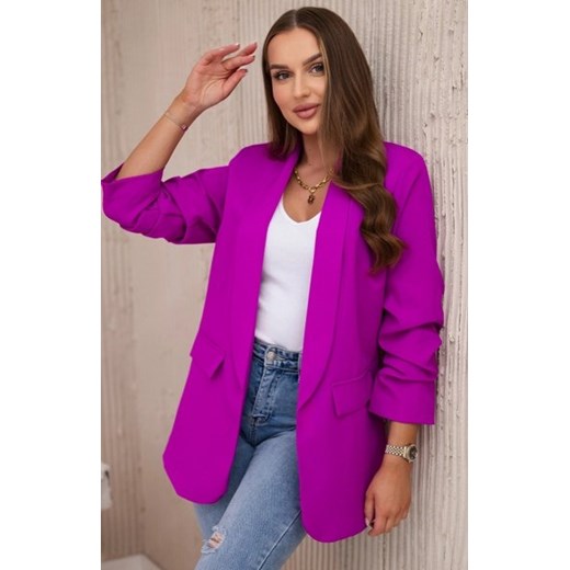 Marynarka z klapami elegancka fioletowa ze sklepu intimiti.pl w kategorii Marynarki damskie - zdjęcie 187894192