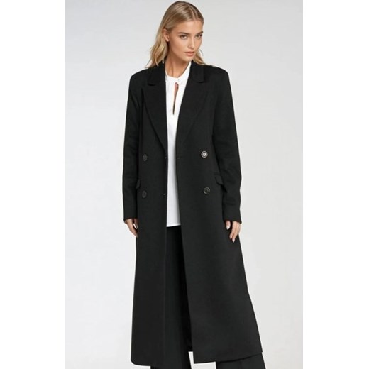 Nife płaszcz dwurzędowy z klasycznym kołnierzem czarny ze sklepu intimiti.pl w kategorii Płaszcze damskie - zdjęcie 187894491