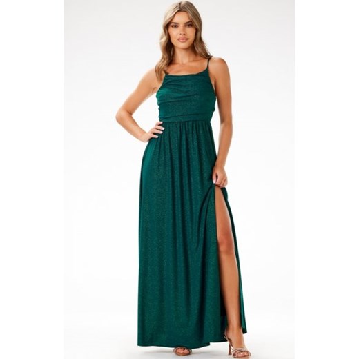 Awama A696 brokatowa sukienka maxi zielona ze sklepu intimiti.pl w kategorii Sukienki - zdjęcie 187894704
