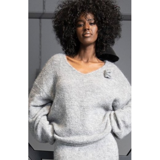 Fobya F1960 oversizowy sweter wełniany szary ze sklepu intimiti.pl w kategorii Swetry damskie - zdjęcie 187894842