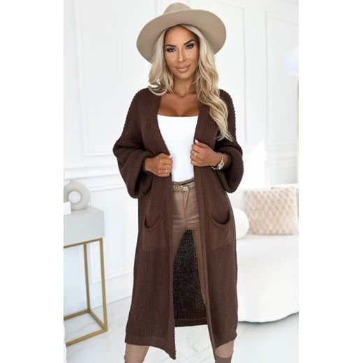 Numoco 627-2 kardigan - sweterkowa długa narzutka z kieszeniami ze sklepu intimiti.pl w kategorii Swetry damskie - zdjęcie 187894940