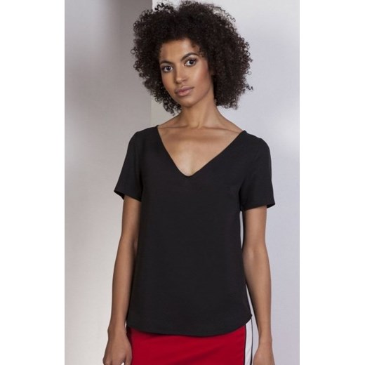 Bluzka w serek czarna BLU141 ze sklepu intimiti.pl w kategorii Bluzki damskie - zdjęcie 187895853