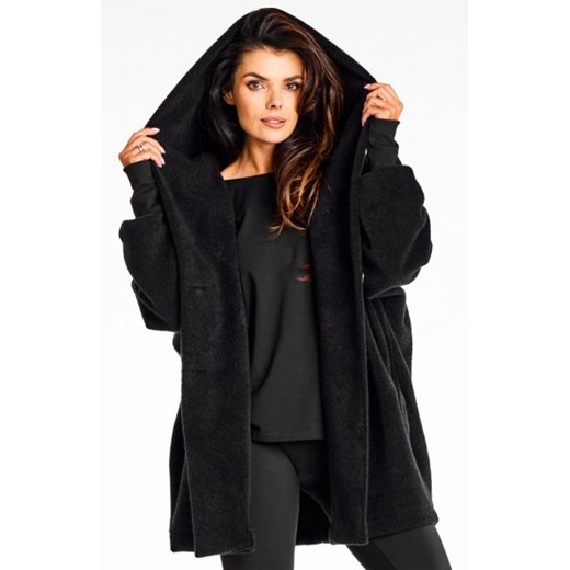 Awama A681 oversizowy płaszcz z kapturem ze sklepu intimiti.pl w kategorii Płaszcze damskie - zdjęcie 187896434