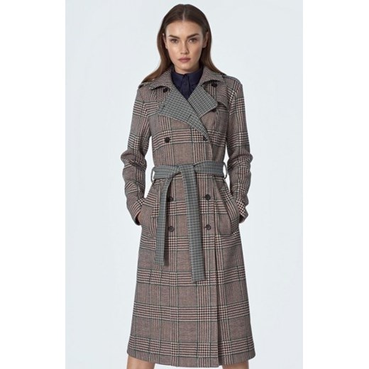 Dwurzędowy płaszcz w kratkę ze sklepu intimiti.pl w kategorii Płaszcze damskie - zdjęcie 187896531