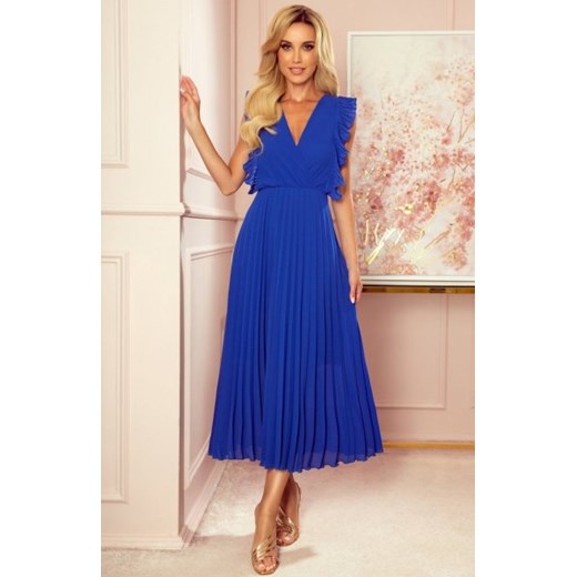 Numoco 315-2 EMILY plisowana sukienka z falbankami i dekoltem ze sklepu intimiti.pl w kategorii Sukienki - zdjęcie 187896604