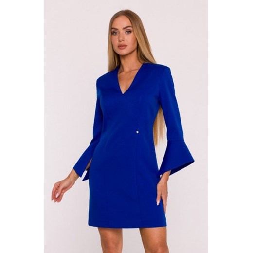 Moe sukienka z szerokimi mankietami chabrowa M876 ze sklepu intimiti.pl w kategorii Sukienki - zdjęcie 187896733