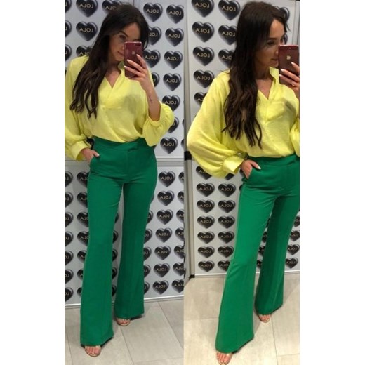 Rozszerzane spodnie typu dzwony zielone ze sklepu intimiti.pl w kategorii Spodnie damskie - zdjęcie 187897012