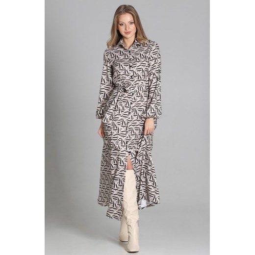 Sukienka maxi na guziki, z kołnierzykiem literki jasne SUK204 ze sklepu intimiti.pl w kategorii Sukienki - zdjęcie 187897104