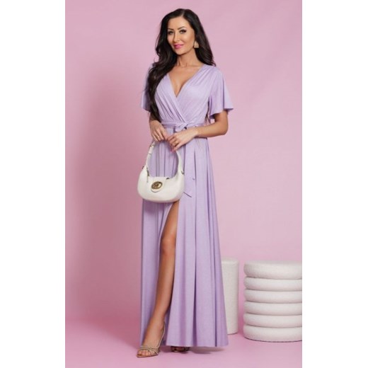 Brokatowa maxi sukienka Bella lila ze sklepu intimiti.pl w kategorii Sukienki - zdjęcie 187897313