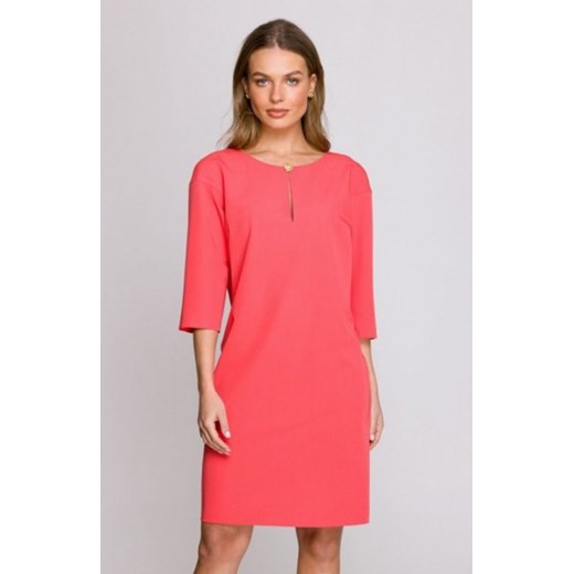 Stylove S394 sukienka z łezką w dekolcie koralowa ze sklepu intimiti.pl w kategorii Sukienki - zdjęcie 187897830