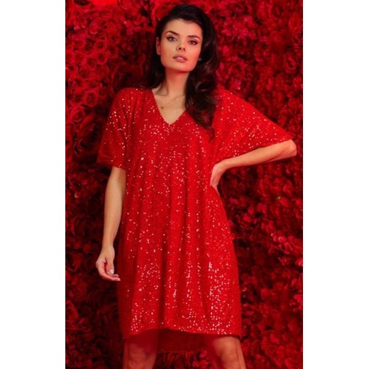 Oversizowa sukienka cekinowa czerwona Awama A566 ze sklepu intimiti.pl w kategorii Sukienki - zdjęcie 187897931