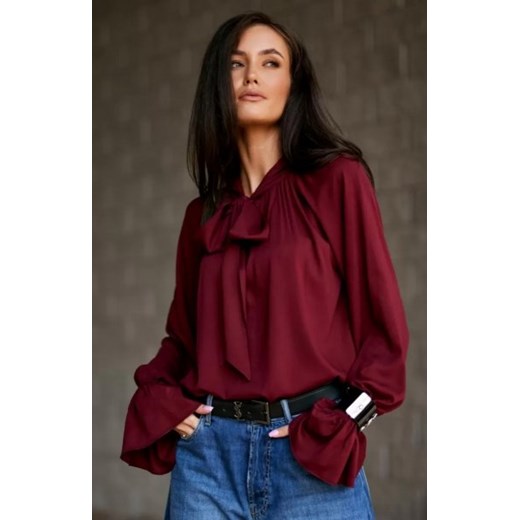 Isabel - bluzka z wiązaniem przy szyi bordowa ze sklepu intimiti.pl w kategorii Bluzki damskie - zdjęcie 187898030