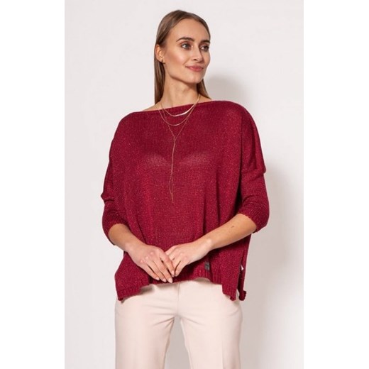 MKM SWE040 sweter z połyskującą nitką bordowy ze sklepu intimiti.pl w kategorii Swetry damskie - zdjęcie 187898210