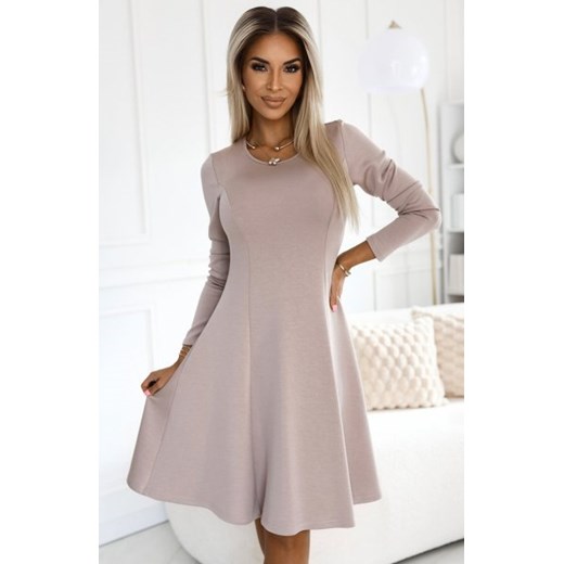 Numoco 567-1 wygodna trapezowa sukienka z długim rękawkiem ze sklepu intimiti.pl w kategorii Sukienki - zdjęcie 187898250
