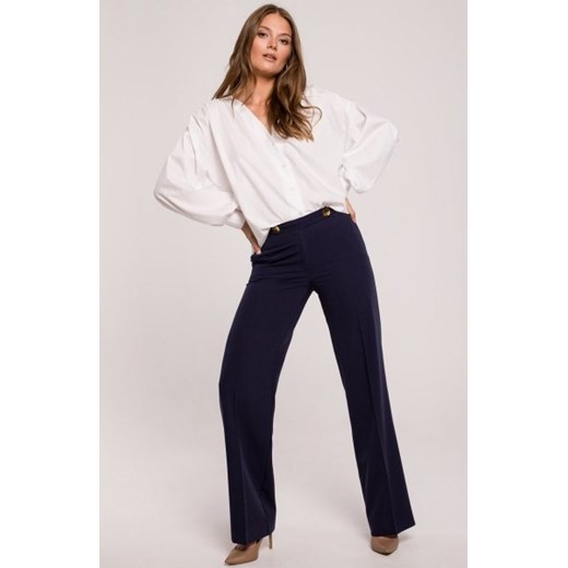 Spodnie z prostymi nogawkami granatowe K114 ze sklepu intimiti.pl w kategorii Spodnie damskie - zdjęcie 187898290