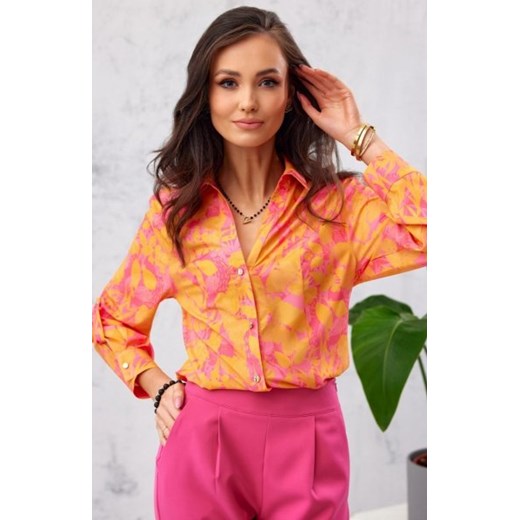 Elegancka koszula w kwiaty 0136/L39 ze sklepu intimiti.pl w kategorii Koszule damskie - zdjęcie 187898473