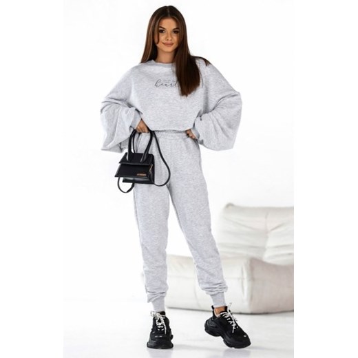 Dres Heart – oversizowa bluza i spodnie z szeroką gumą w pasie szary ze sklepu intimiti.pl w kategorii Dresy damskie - zdjęcie 187898614