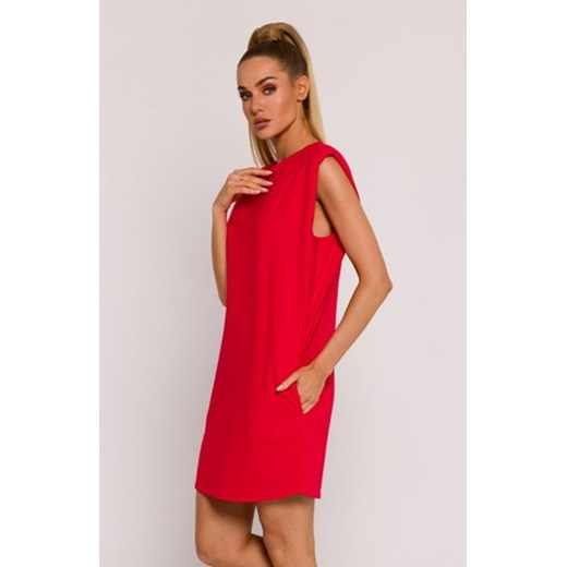 Moe sukienka mini z poduszkami na ramionach czerwona M789 ze sklepu intimiti.pl w kategorii Sukienki - zdjęcie 187898954