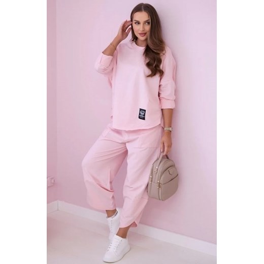 Komplet bawełniany bluza i spodnie pudrowy róż ze sklepu intimiti.pl w kategorii Dresy damskie - zdjęcie 187898992