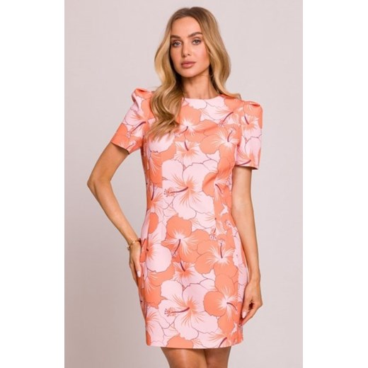 Moe wzorzysta sukienka mini z ozdobnymi rękawami M856/1 ze sklepu intimiti.pl w kategorii Sukienki - zdjęcie 187899141