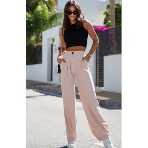 Ivon Bahari spodnie z gumą w pasie beż ze sklepu intimiti.pl w kategorii Spodnie damskie - zdjęcie 187899261