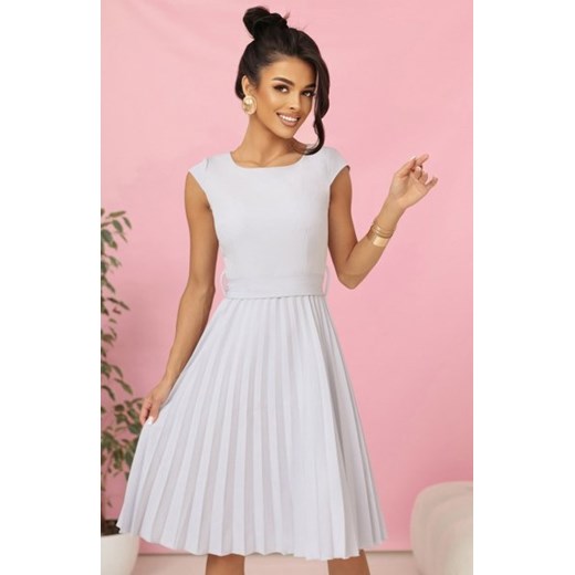 Numoco 311-20 LILA plisowana sukienka z krótkim rękawkiem i paskiem ze sklepu intimiti.pl w kategorii Sukienki - zdjęcie 187899322