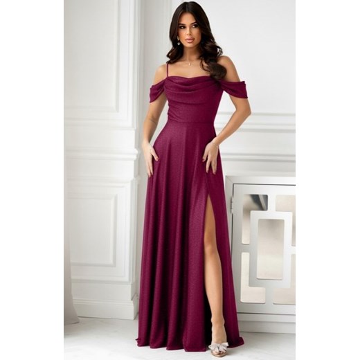 Bicotone 330 długa sukienka błysk bordowa ze sklepu intimiti.pl w kategorii Sukienki - zdjęcie 187899384