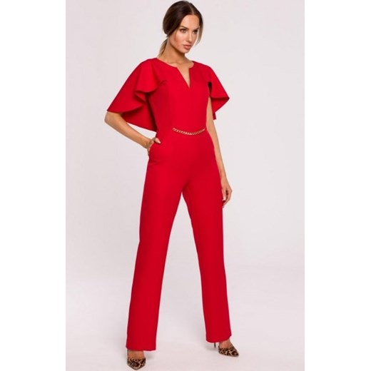 Elegancki kombinezon z peleryną M670 czerwony ze sklepu intimiti.pl w kategorii Kombinezony damskie - zdjęcie 187899520