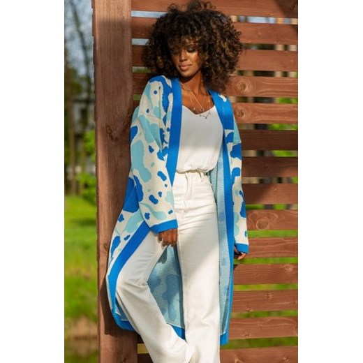 *Bawełniany długi kardigan blue F1239 ze sklepu intimiti.pl w kategorii Swetry damskie - zdjęcie 187899661