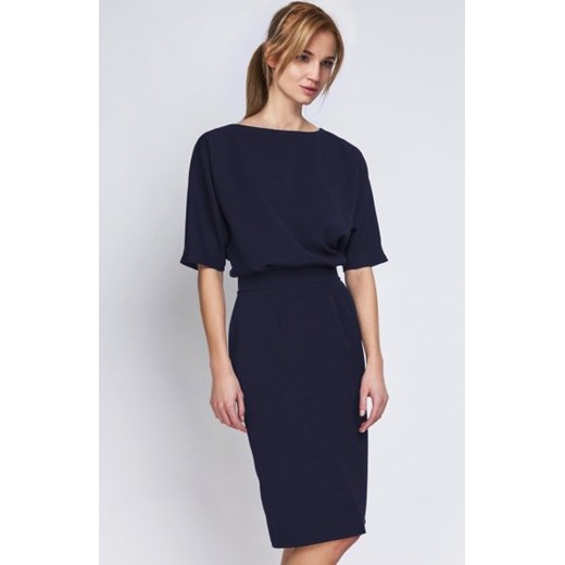 Sukienka dopasowana dołem granatowa SUK123 ze sklepu intimiti.pl w kategorii Sukienki - zdjęcie 187899740