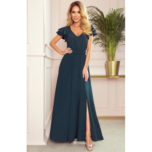 Numoco 310-1 LIDIA długa sukienka z dekoltem i falbankami ze sklepu intimiti.pl w kategorii Sukienki - zdjęcie 187899763