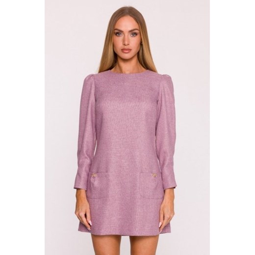Moe sukienka tweedowa z kieszonkami marsala M870 ze sklepu intimiti.pl w kategorii Sukienki - zdjęcie 187899834