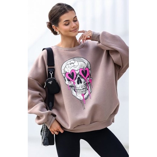 Oversizowa bluza damska czaszka cappucino ze sklepu intimiti.pl w kategorii Bluzy damskie - zdjęcie 187899851