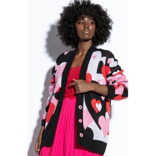 Fobya F1808 kolorowy kardigan w serca ze sklepu intimiti.pl w kategorii Swetry damskie - zdjęcie 187900061
