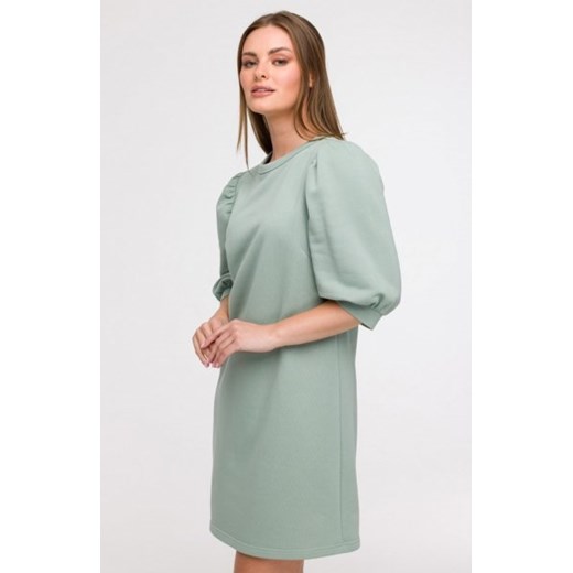 Bewear B291 sukienka z bufiastymi rękawami miętowa ze sklepu intimiti.pl w kategorii Sukienki - zdjęcie 187900090
