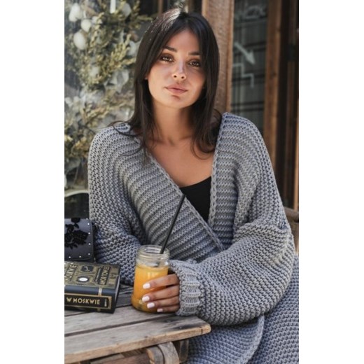 Krótki uniwersalny kardigan szary BK037/3 ze sklepu intimiti.pl w kategorii Swetry damskie - zdjęcie 187900162
