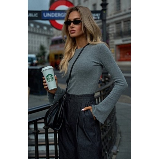 Moe bluzka z poszerzonymi rękawami szary melanż M806 ze sklepu intimiti.pl w kategorii Bluzki damskie - zdjęcie 187900472