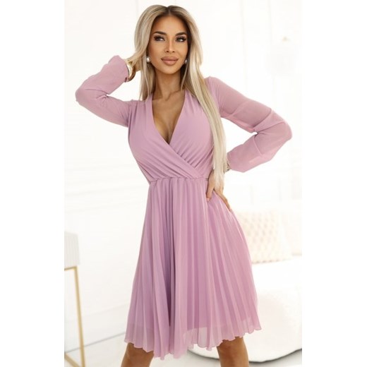Numoco 313-16 ISABELLE plisowana sukienka z długim rękawem i dekoltem ze sklepu intimiti.pl w kategorii Sukienki - zdjęcie 187900622