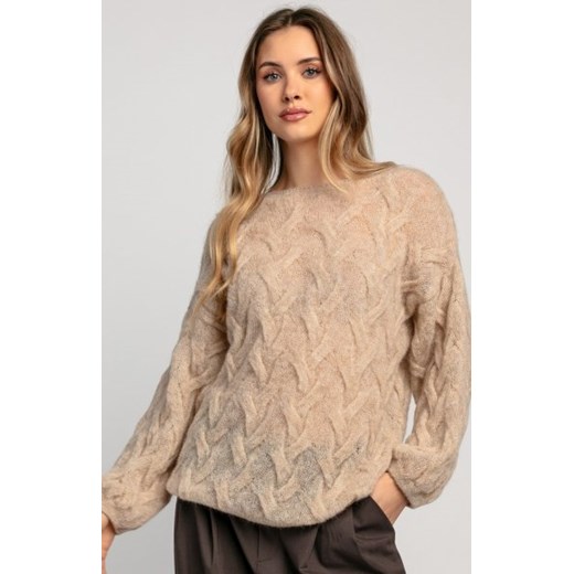 Fobya F1995 lekki sweterek alpaka beżowy ze sklepu intimiti.pl w kategorii Swetry damskie - zdjęcie 187900702