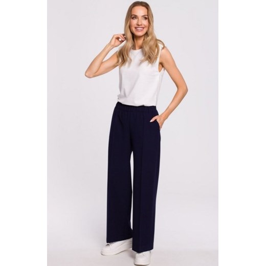 Szerokie spodnie damskie plazzo granatowe M570 ze sklepu intimiti.pl w kategorii Spodnie damskie - zdjęcie 187900764