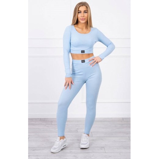Komplet z bluzką top prążkowany błękitny ze sklepu intimiti.pl w kategorii Dresy damskie - zdjęcie 187900801