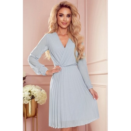 Numoco 313-11 ISABELLE plisowana sukienka z dekoltem i długim rękawkiem ze sklepu intimiti.pl w kategorii Sukienki - zdjęcie 187900804