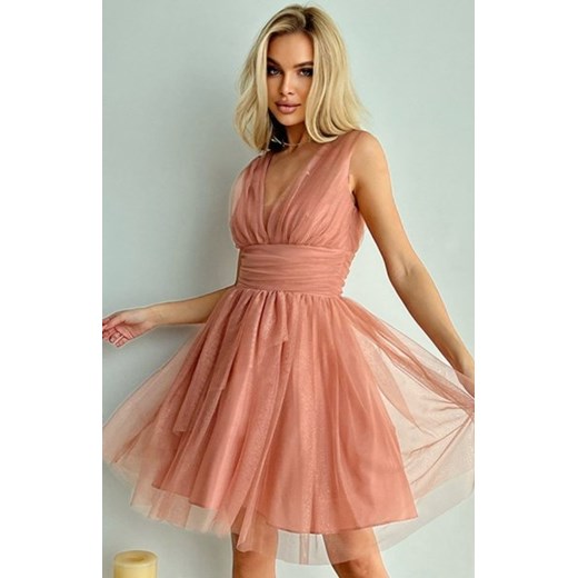 Rozkloszowana tiulowa sukienka z brokatem 270-04 ze sklepu intimiti.pl w kategorii Sukienki - zdjęcie 187901002